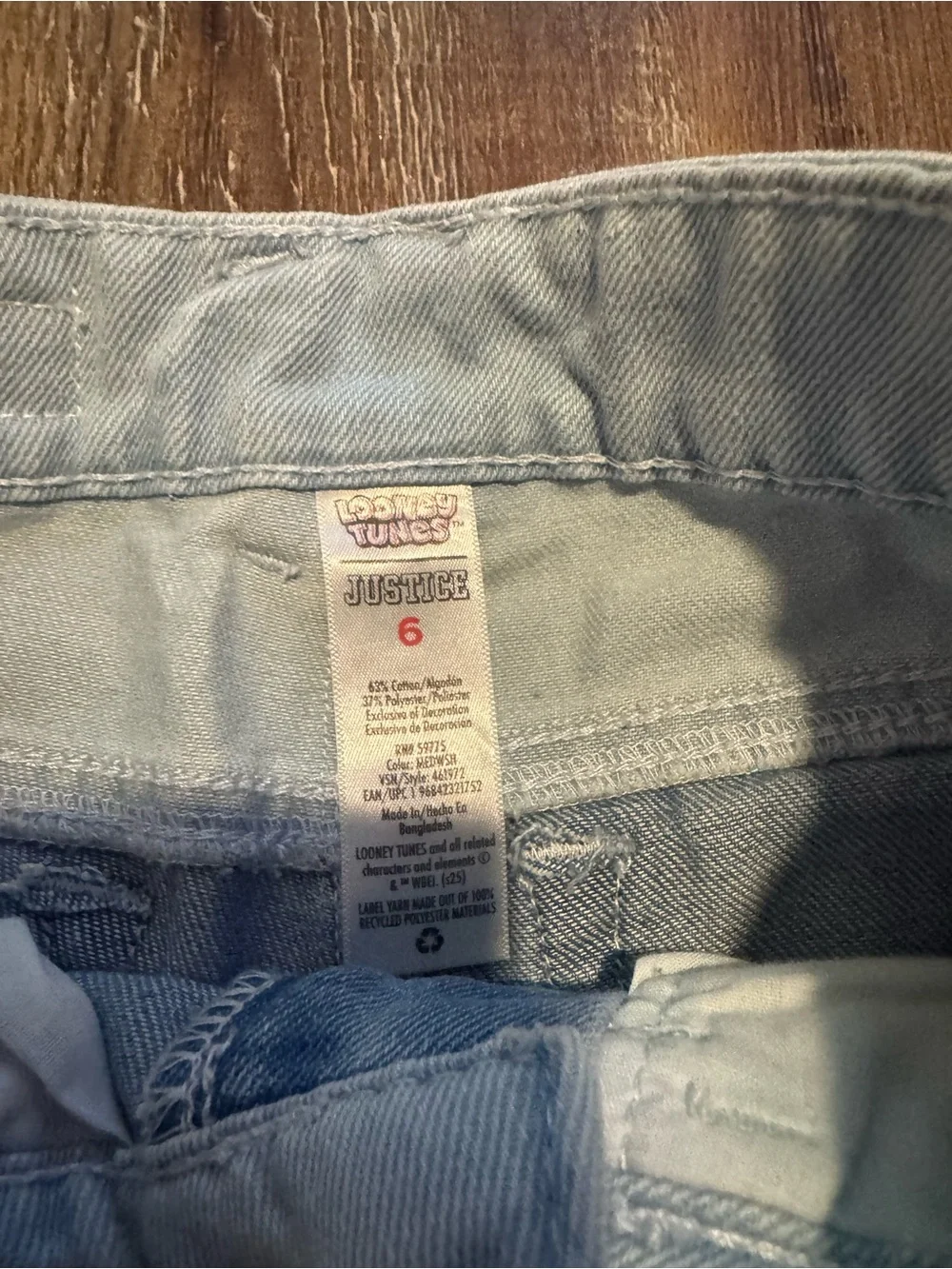 Justice Light Blue Denim Jeans with Looney Tunes Label